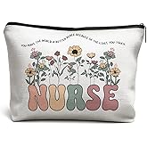 DOFQZ Nurse Gifts Makeup Bag,Nurse Flower Cosmetic Bag Graduation Appreciation Week Day Gifts for Women,Nursing Pouch Gifts for New Grad Nurses,Nursing Student Gift