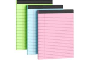VISHOITTY Legal Pads 8.5 x 11 Colored Note Pads, 3 Pack Writing Pads 8.5 x 11 in, Pink Legal Pad 8.5 x 11, Premium Paper Tablets 8-1/2 x 11 Lined Paper, 30 Sheets/Pad, Wide Ruled Notepad with Sturdy Backboard