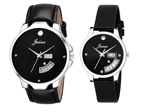 Jainx Black Analog Watch for Couple - JC454