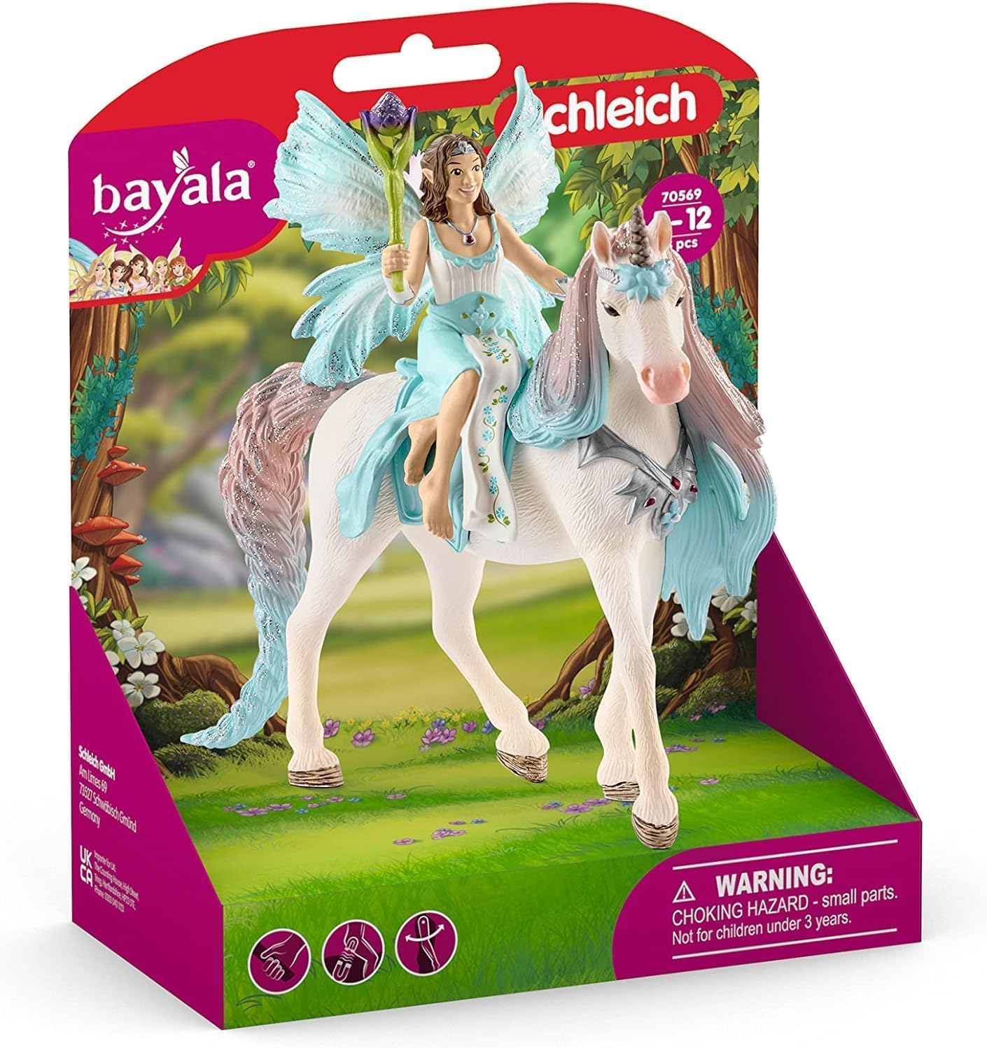 SCHLEICH Bayala - 3PC Eyela Fairy Toy with Princess Unicorn Figurine - Fantasy Fairy Figurine with Magic Wand - Durable Pixie and Horse Toy for Imaginative Play - Girls and Boys 5-12 | 70569