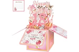 18th Birthday Card with Envelopes for Girls, Birthday Decorations for Daughter, Bday Gift Box for 18 Year Old, Unique Handmad