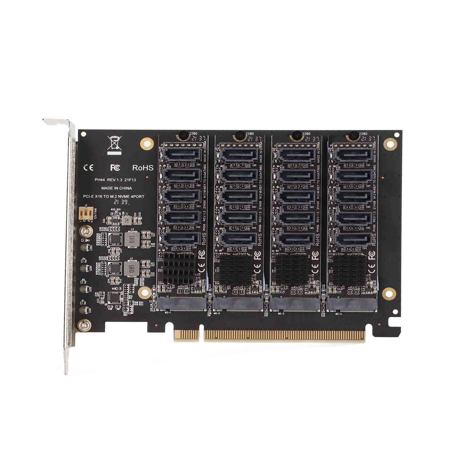 PCIE X16 Expansion Card, PCIE to SATA 6G Riser Card JMB585, PCIe NVME Adapter Card, 4 x 32 Gbps Expansion Card PCIE X16 Disk Host Controller for OS X, Linux, Windows…