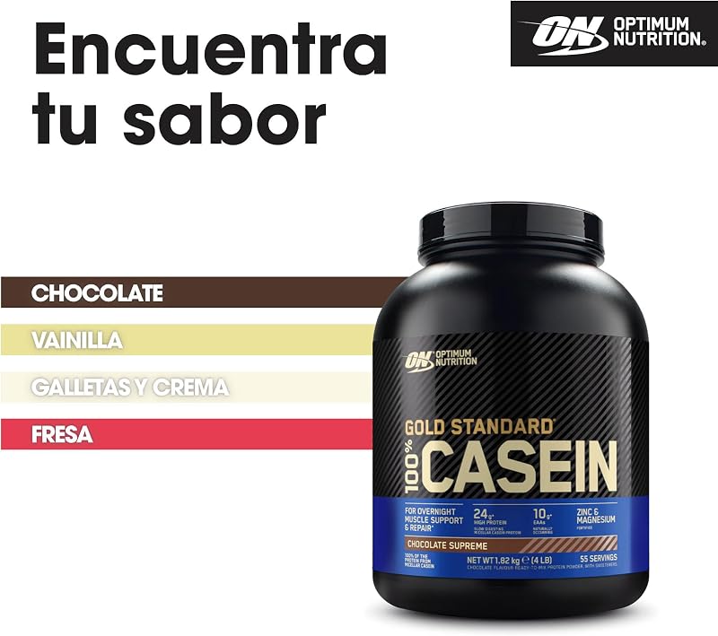 Proteína em Pó 100% Caseína Padrão, Sabor Supremo de Chocolate, 1,82kg, 55 Doses