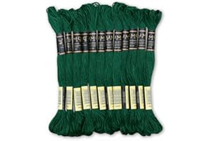 UMC STAG Pack of 12 Premium Embroidery Thread | 100% Egyptian Cotton Premium Skeins | Cross Stitch Embroidery Floss | Oeko TEX Certified Stranded Cotton | Ideal for Arts & Crafts (Emerald Green 923)