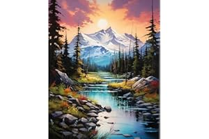 xackcme Mountain Paint by Numbers for Adults-Scenery Paint by Number on Canvas Without Frame,DIY Oil Painting for Gift Home Wall Decor(16x20inch)