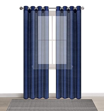 Dezene Stylish Faux Silk Voile Curtains For Living Room Set Of 2