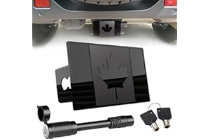 THOCAC Canada Flag Style Metal Hitch Cover for 2 Inch Receiver with 5/8-Inch Pin Diameter Trailer Hitch Lock, Black 2" Receiv