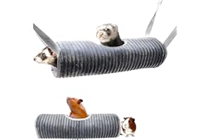 TARANDUS Ferret Rat Hammock Hamster Hanging Tunnels Tubes for Cage - Soft Guinea Pig Hideout Bed, Chinchilla Hammock for Small animals,GuineaPig,Ferret, Kitten,Squirrel,Chinchilla,Rat,Parrot (Tunnel-Grey)