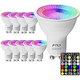 FTL GU10 Color Changing LED Bulb with Remote Control, RGB Dimmable Colored Light Bulbs 5W 40W Equivalent, 2700K-6000K, Timer,