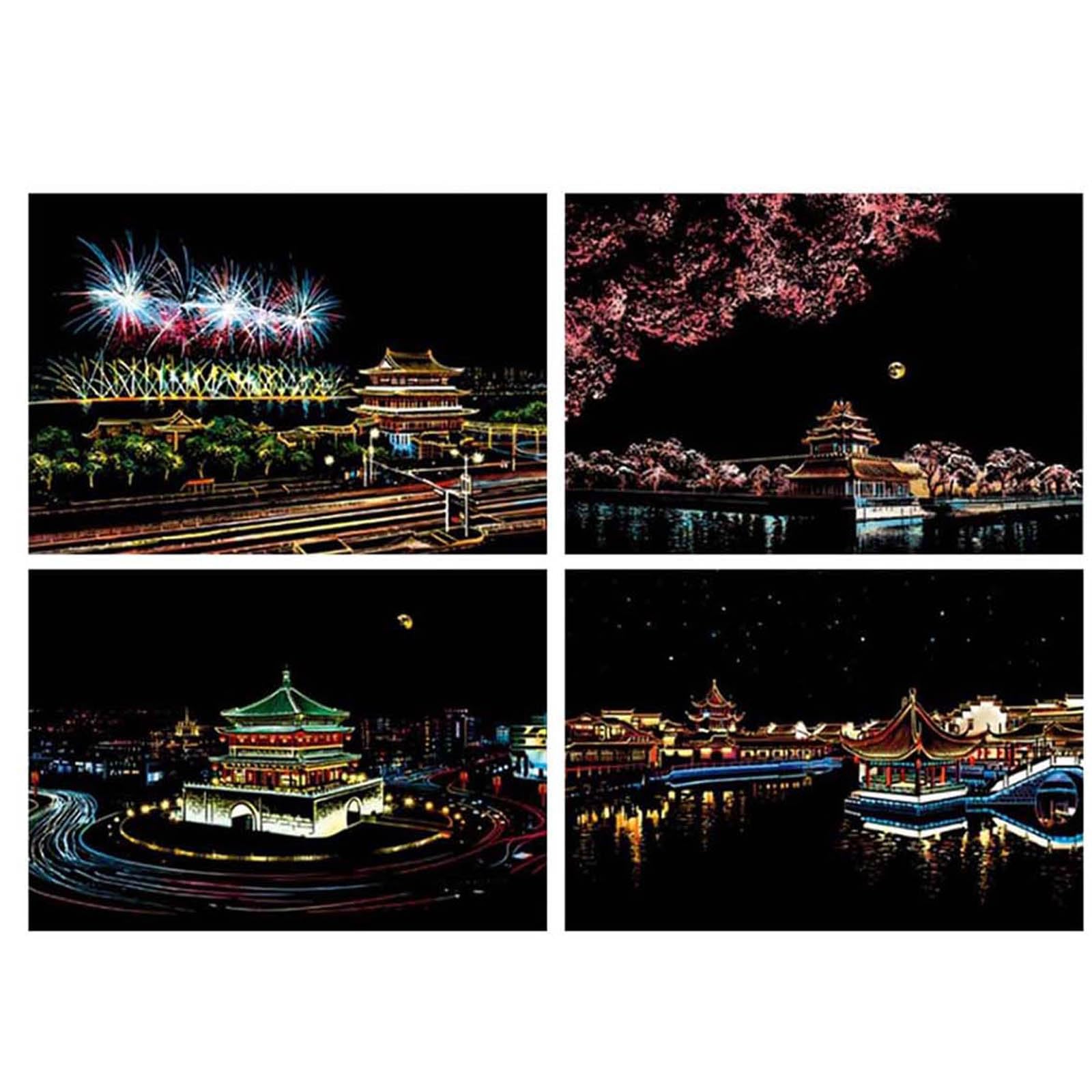 jiuhao Scratch Art for Adults Kids,Engraving Art Etch Art Scraper Foil Art Paper Holographic Painting Pictures for Adults Kids,Creative Gift Set for Children,Friends,Family(Tower Bridge) — image 1