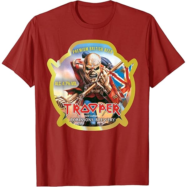 Amazon.com: Iron Maiden Trooper Label Colors T-Shirt : Clothing
