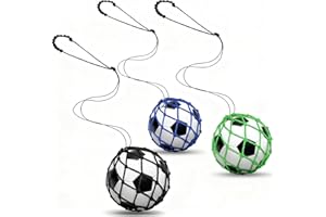BWEALT Soccer Kick Trainer 3PCS(not Include Ball), Adjustable Return Net Football Training Aid for Throw Solo Juggling Practice, Fits Size 3, 4, 5 Balls, Great Gift for Boys, Girls and Soccer Enthusiasts