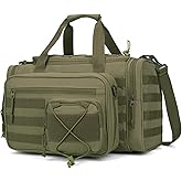 KIRIOUL Pistol Range Bag with 2 Pistol Cases, Tactical Gun Range Bag with 12X Magazine Slots and Extra Pockets for Ammo and Essentials Gun Case + MOLLE Pouch Daruble Handgun Case for Shooting Range