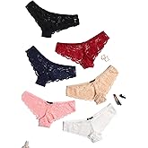 Avidlove Women Floral Lace Panties Sexy Hipster Underwear Cheeky Bikini Panties V-Shape Waistband Tangas