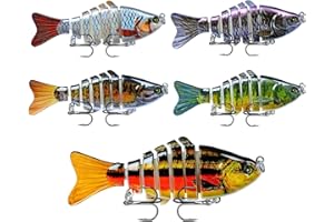 BOOMY LINS 5Pcs Fishing Lures, 3D Bionic Swimming Bait, Bionic Fishing Lures That Swim by Itself