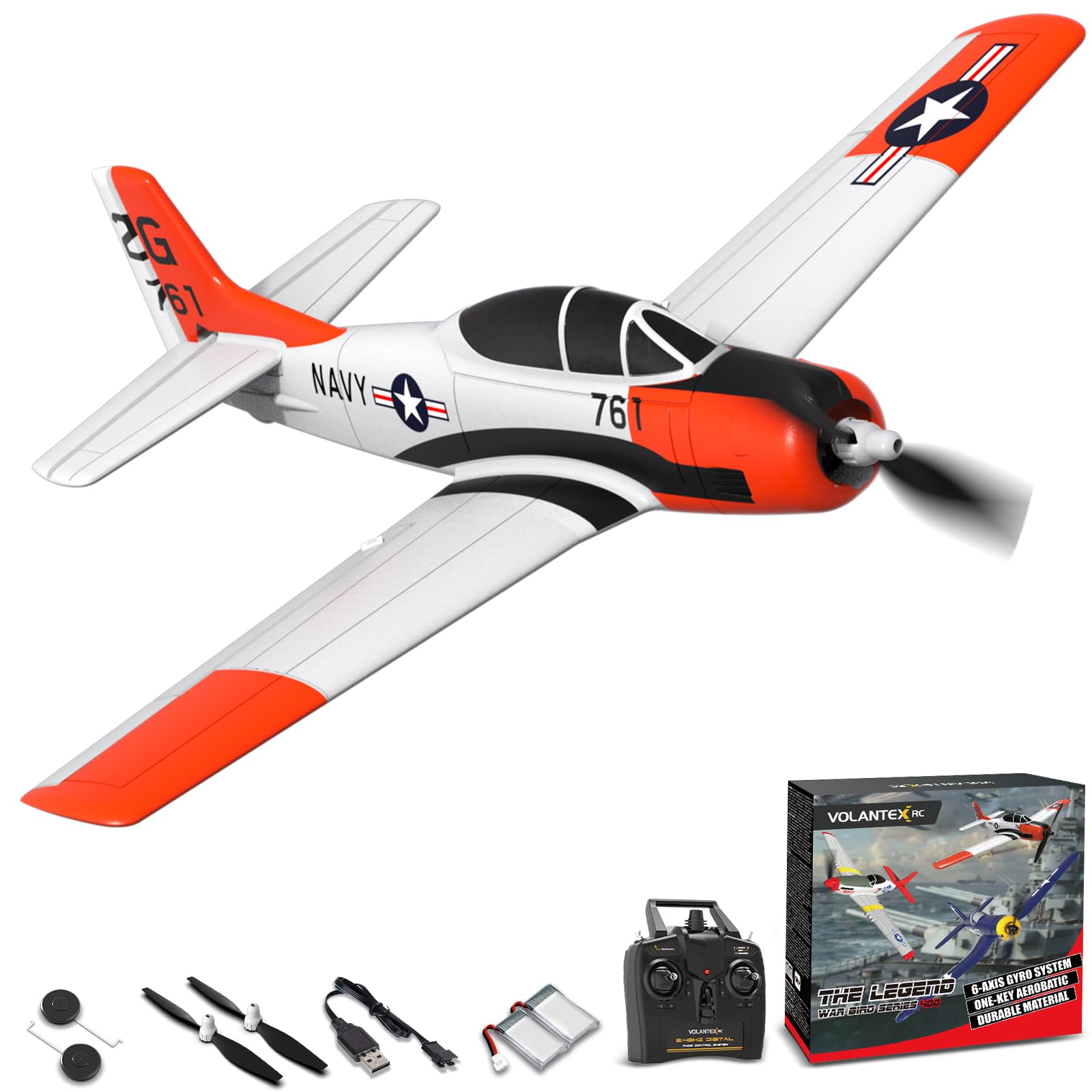 Photo 1 of VOLANTEXRC RC Plane for Beginners, 4CH WWII RC Airplane T28 Trojan with Aileron, 2.4Ghz Remote Control Plane with Xpilot Self Righting & One Key Aerobatic for Adults (761-9 RTF)