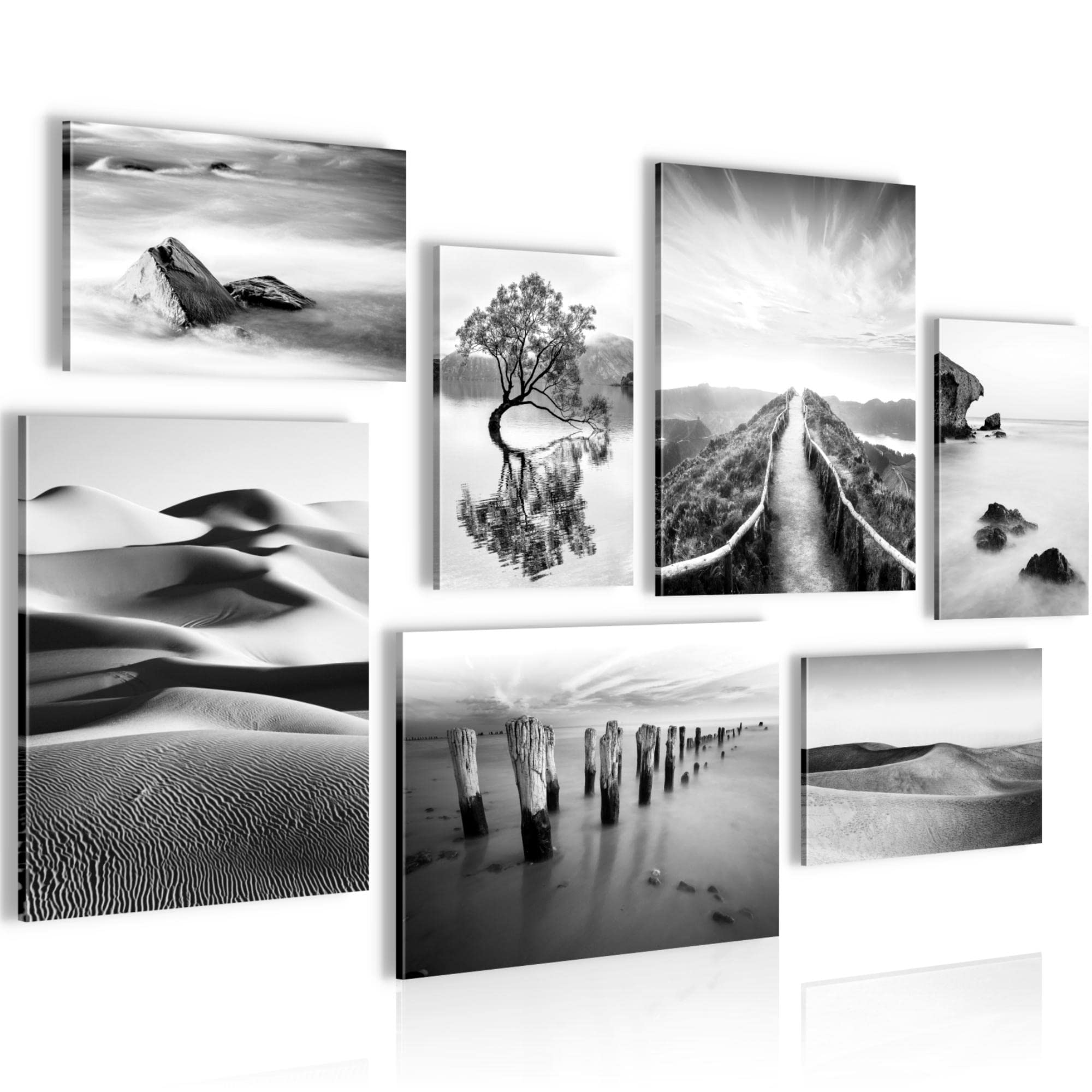 Novart Set of Canvas - COMPLETELY READY TO HANG - Pictures for Wall - Landscape Sand Nature - 7 Pieces - Living Room Bedroom N007471a — image 1