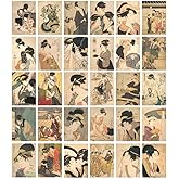 HOSTEESSCHOICE Vintage Art Postcards set of 30 Post card of Japanese Artist Kitagawa Utamaro variety pack Famous Painting Scenery,4 x 6 Inches