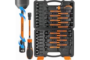 LOZAGU 33PCS Magnetic Nut Driver Set with Long Handle | 6 Inch Long Nut Driver Set | SAE and Metric | 1/4 Inch Hex Shank | Cr-V Steel