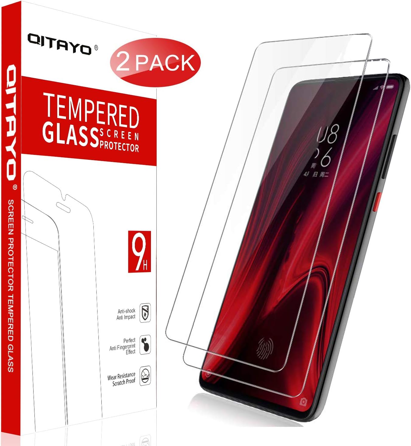 [2 pack] Xiaomi Redmi K20 / K20 Pro / Xiaomi Mi 9T / Xiaomi Mi 9T Pro Screen Protector, QITAYO Tempered Glass Screen Protector for Xiaomi Redmi K20 / K20 Pro / Xiaomi Mi 9T / Xiaomi Mi 9T Pro
