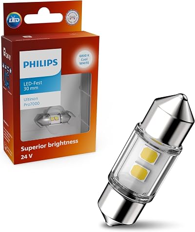 Philips Ultinon Pro7000 LED Festoon 30mm 24V 6000K Cool White Bulb