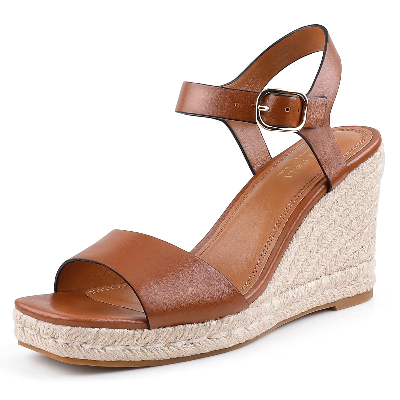 Photo 1 of BCTEX COLL Women's Brown Platform Wedge Espadrilles Sandals Comfortable Open Toe Ankle Strap Summer Casual Shoes, Size 9.5