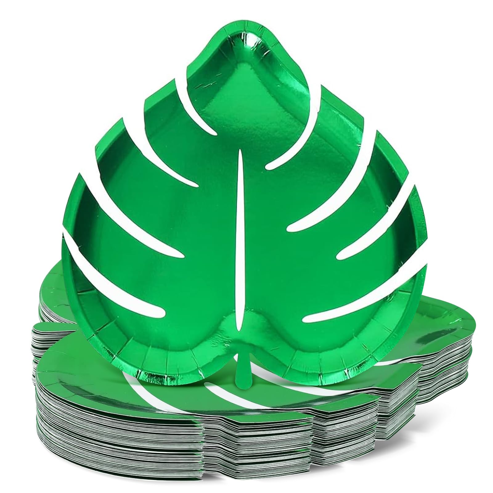 AnyDesign 24Pcs Turtle Leaf Plates Tropical Paper Plate Hawaiian Palm Leaf Disposable Tableware Waterproof Green Dish Serving Plate Food Snack Tray for Hawaiian Party Summer Luau Picnic Supplies Decor