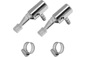 ZUDKSUY 2-Pack 1/4" Lock On All Metal Air Chuck, Portable Mini Air Compressor Tire Inflator Chuck Pump Replacement Air Nozzle, Hose End with Barb Connector for Hose Repair