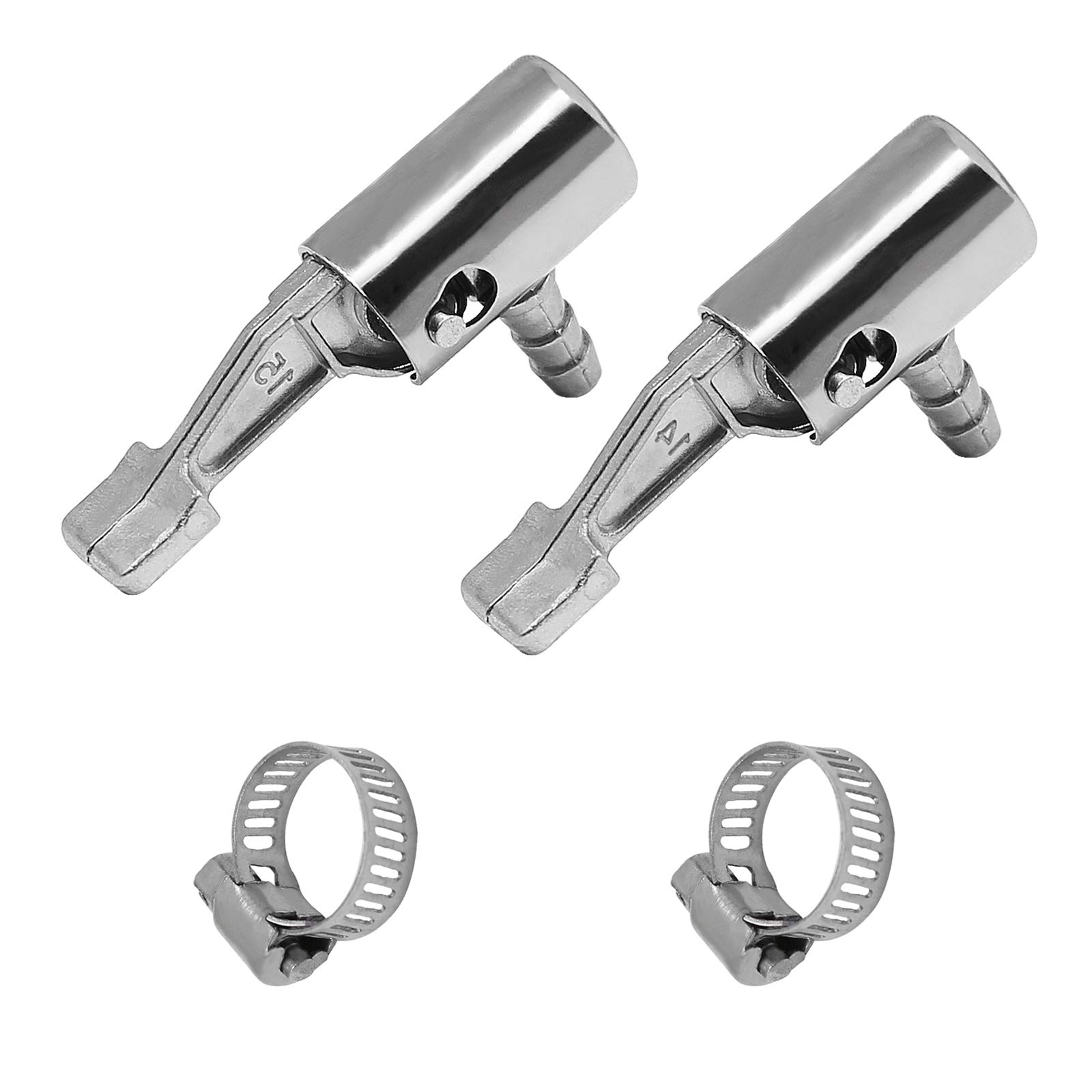 Photo 1 of 2-Pack 1/4" Lock On All Metal Air Chuck, Portable Mini Air Compressor Tire Inflator Chuck Pump Replacement Air Nozzle, Hose End with Barb Connector for Hose Repair
