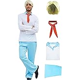 Mens Classic Movie Costume Shirt Pants Set with Wig Adult Halloween Cosplay Outfits Fancy Dress Suit
