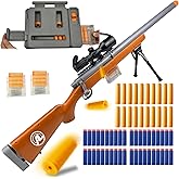 AGM MASTECH M24 Foam Blaster, Shell Ejecting, Safety Switch, Adjustable Stock 41.8 Inch, Fast Dart Loader, Scope, 40 Darts, 20 Casings, 2 Mags, Tactical Gear for Teens 14+ Adults(Brown)