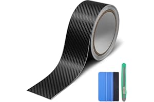 Lypumso Carbon Fiber Vinyl Tape with Tools Kits, Chrome Delete Vinyl Wrap for Blackout Car Door Edge Guard Door Sill Window Trim Protector (3D Black, 2in x 30ft)