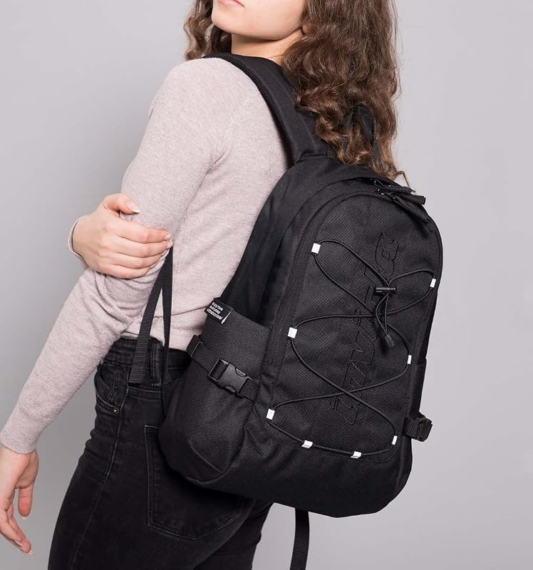 ACT SMALL Rucksack aus nachhaltigem Stoff, Praktisch & Unisex, mit Laptopfach, Büro, Reise, Arbeit, Fahrrad, Backpack, Daypack, italienisches Design, schwarz