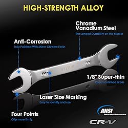 YIYEIE Super-Thin Open End Wrench Set, 9-Piece