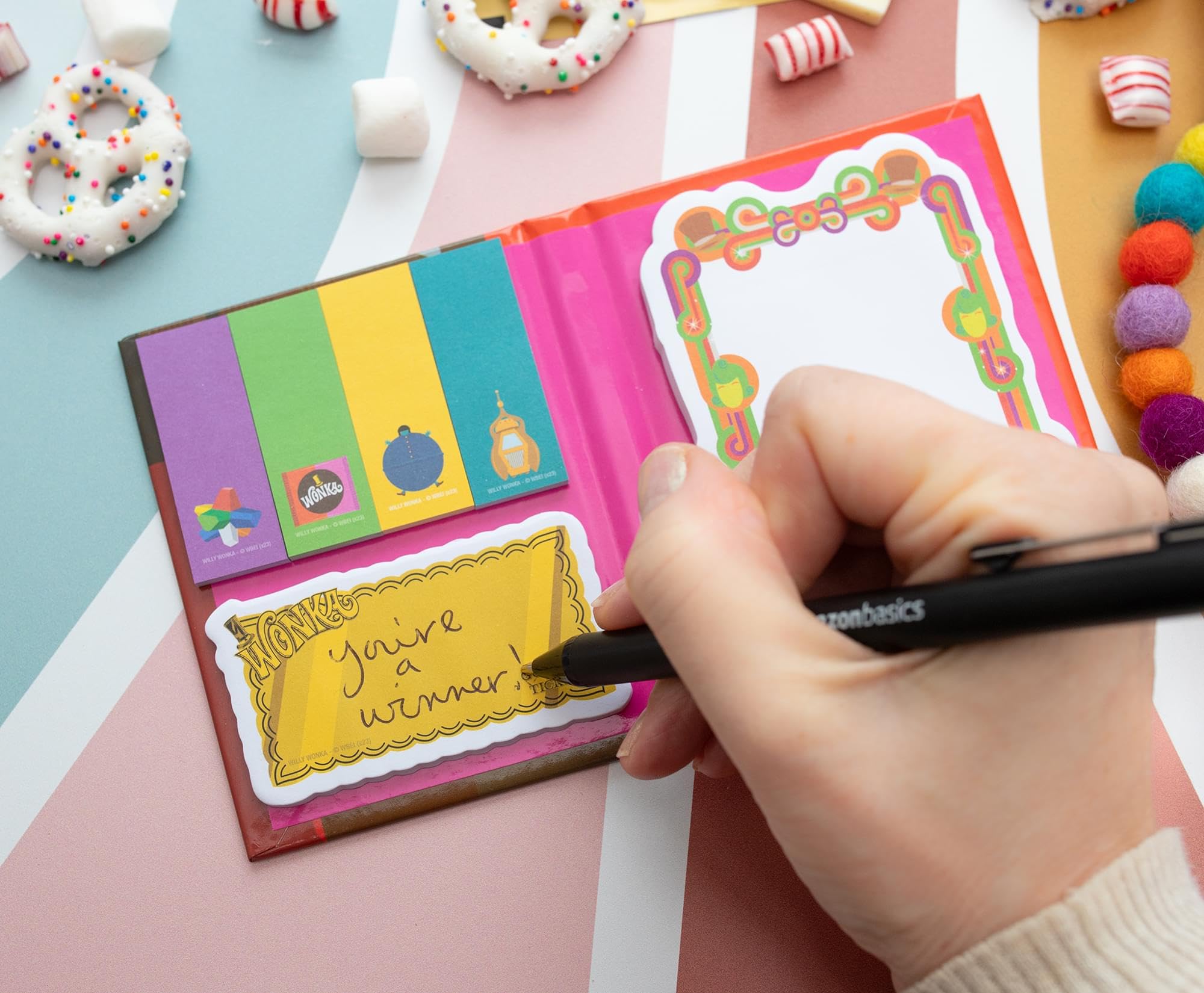 Willy Wonka Chocolate Bar Icons Sticky Note and Tab Box Set | Notepad Stationery Paper, School and Office Supplies