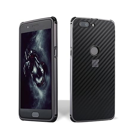 Oneplus 5T Hülle,Oneplus 5T Metall Cover,WIWJ Handyhülle Metall Case Cover 2 in 1 Aluminium Bumper Case Kohlefaser mit Anti-K