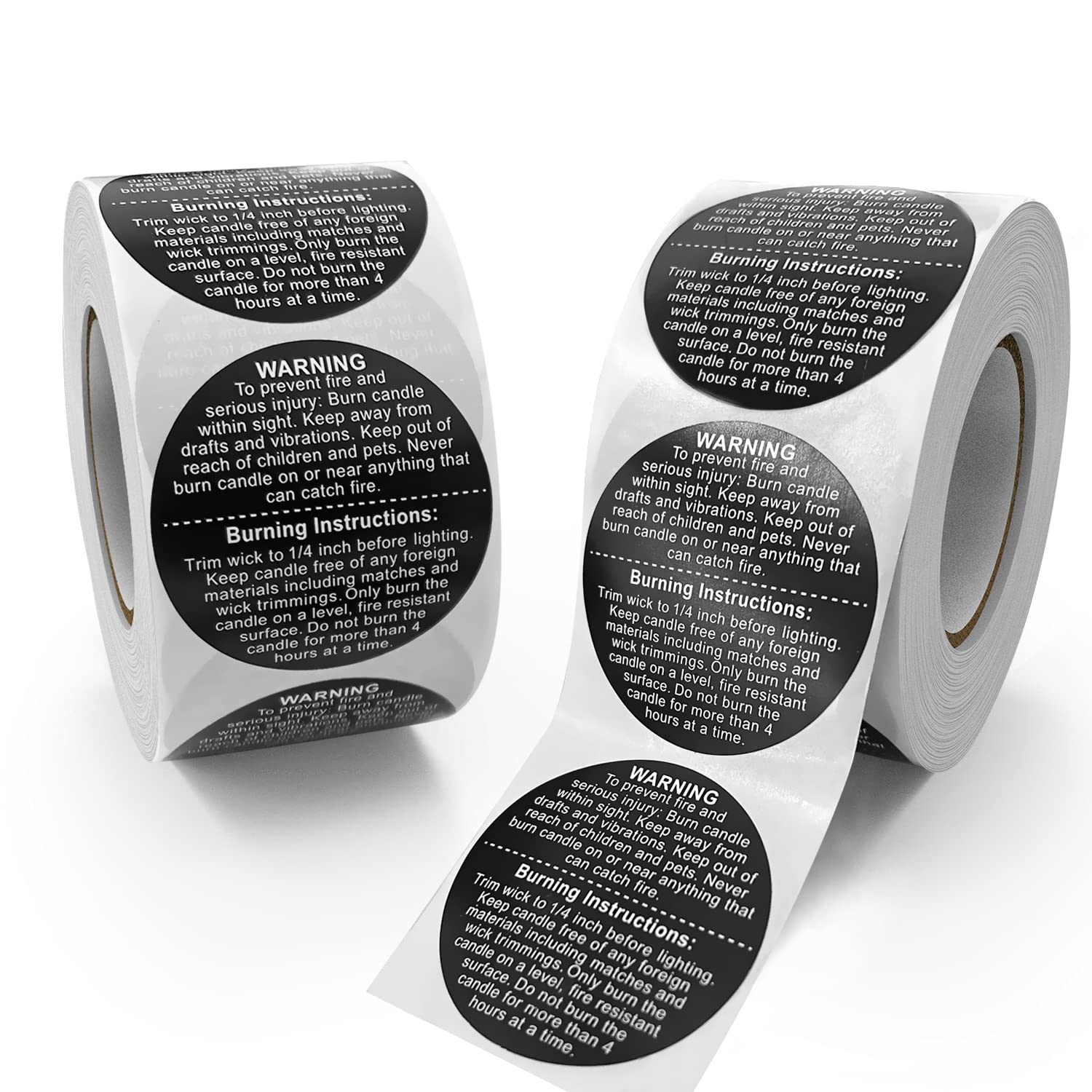 Photo 1 of 1000 PCS Candle Warning Labels, 1.5inch Round Candle Safety Labels Sticker for Candle Making DIY Candle Jars (Black)