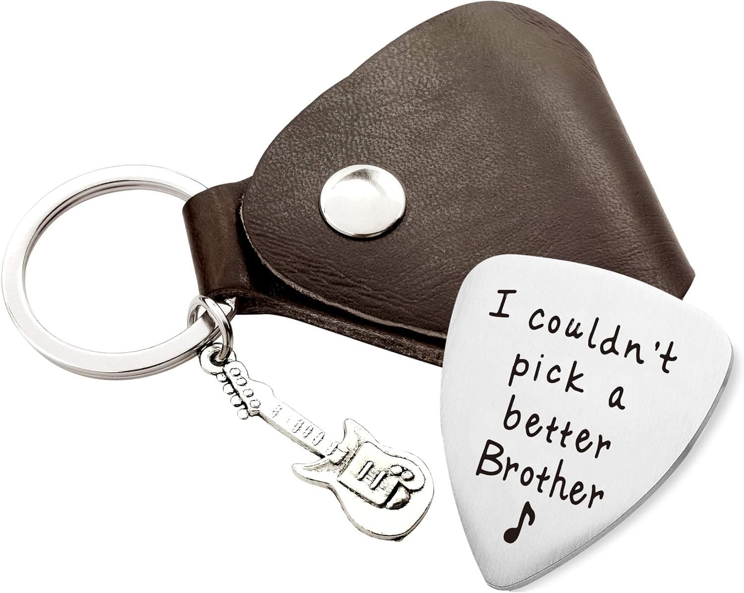 MaySunset I Couldn’t Pick A Better Brother, Stainless Steel Guitar Pick Jewelry Gift for Friend Brother Musician Guitar Player Birthday Christmas