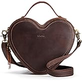 S-ZONE Leather Crossbody Bags for Women Heart Shaped Purse Small Designer Fashion Handbag with Adjustable Strap