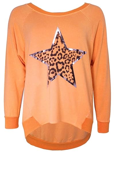 Salmon and leopard print star swetshirt
