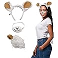Nicky Bigs Novelties Adult Llama Ears Headband, Nose And Tail Costume Set - Alpaca Dress Up Accessories - Sheep Lamb Costumes Multi, One Size