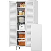 Aobabo 74" H Metal Pantry Cabinet, Kitchen Pantry Storage Cabinets with 5 Shelves, for Home Office Bathroom, Required Assembly, White