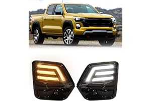 SDPVORN DRL Turn Signals for 2023-2025 Chevy Colorado Fog Lights Bezel LED Daytime Running Lights Amber Blinkers Headlights Front Bumper Accessories, Not Fit ZR2 (Sporty Style)