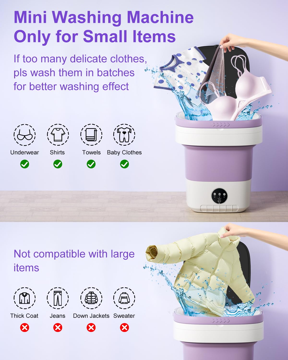 16L Portable Washing Machine, Foldable Small Washer with Spin Basket Laundry Machine, 3 Cleaning Modes Suitable for Underwear Baby Small Clothes, Foldable Design Ideal for Hotel Camping Apartment Home