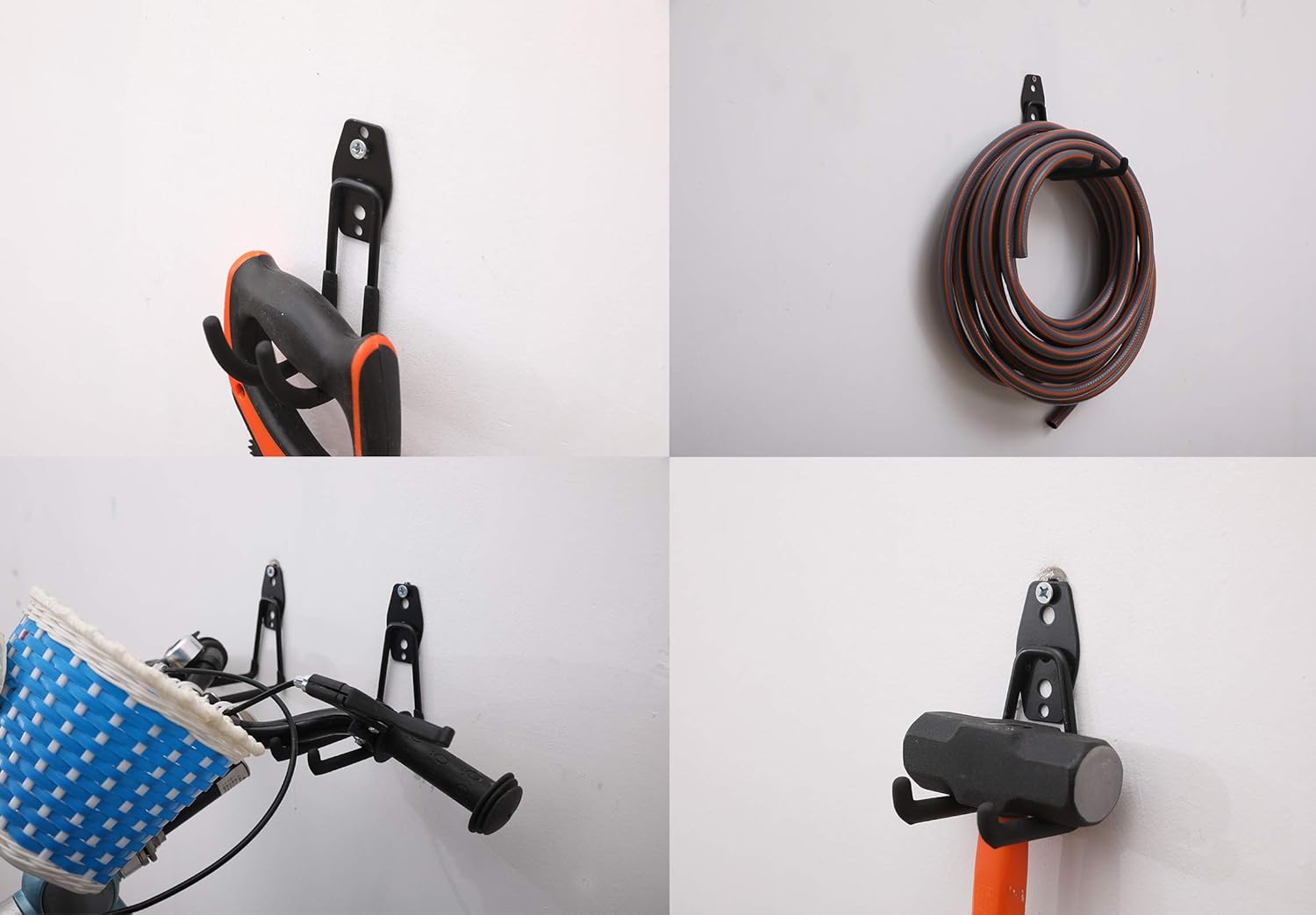 Garage Hooks Heavy Duty 12 Pack Bike Storage Hooks for Garage Organization Power Tools, Ladders, Bulk Items, Black - - 