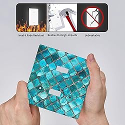 Moslion Teal Mosaic Double Toggle Wall Switch