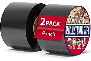 MOLYLY Butyl Joist Tape for Decking 4''×50', 2 Rolls Weather-Resistant Deck Joist Tape 4 inch, Waterproof and Anti-Corrosion Joists Deck Tape,Self-Adhesive Flashing Joists Tape for Wood Decks Beams Roof