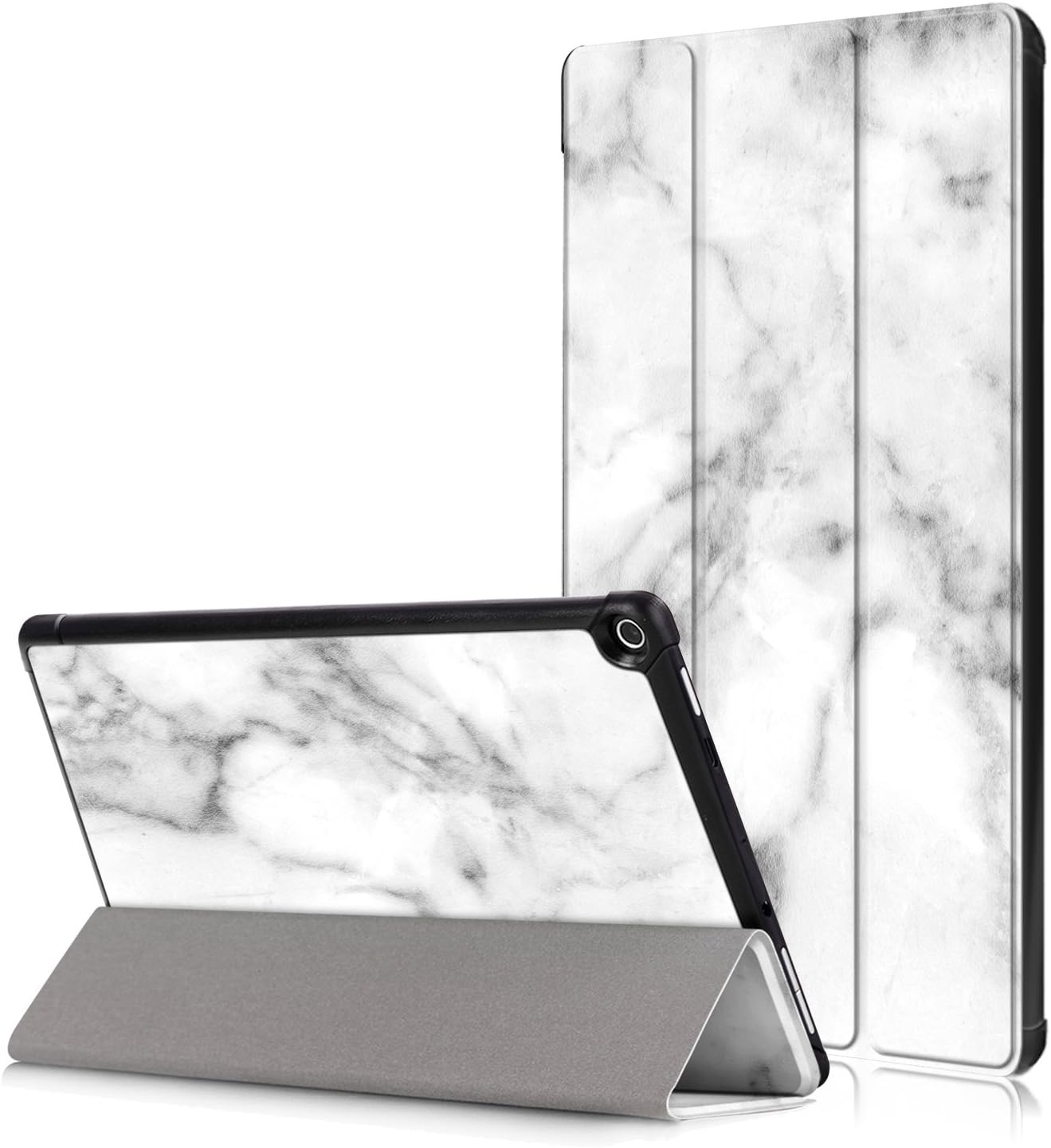 Anvas Ultra Slim Lightweight Shell Standing Case for Amazon All-New Fire HD 10 10.1" 2019/2017 Model Smart Cover with Auto Wake/Sleep Feature, Marble