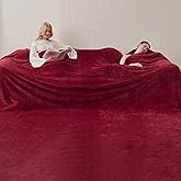 COOVA Oversized King Fleece Blanket 120x120 inches, Soft Cozy Warm Giant Extra Large 10'x10' Blanket for Bed, Sofa, Couch,Travel, Camping, California Huge Flannel Big Throw Blanket, Burgandy Red