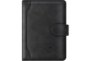 Herain Black Passport Holder for Travel, Passport Wallet Cover Case Women Men Family Cruise Ship Essentials, RFID Passport Book Holders Travel Accessories Vacation Must Haves